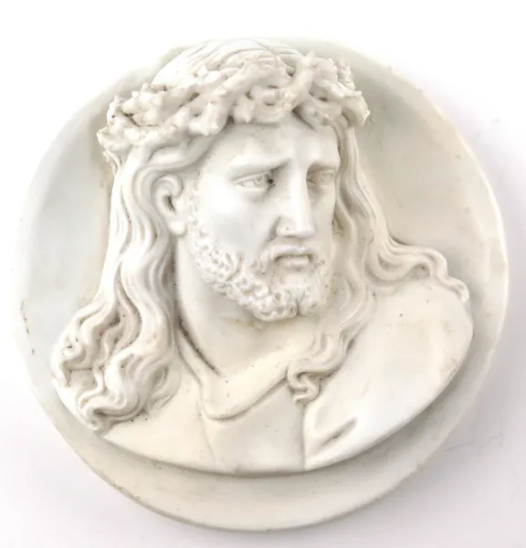 Okänd konstnär, 1800-tal, skulptur/relief, bisquit, Kristus med törnekronan,