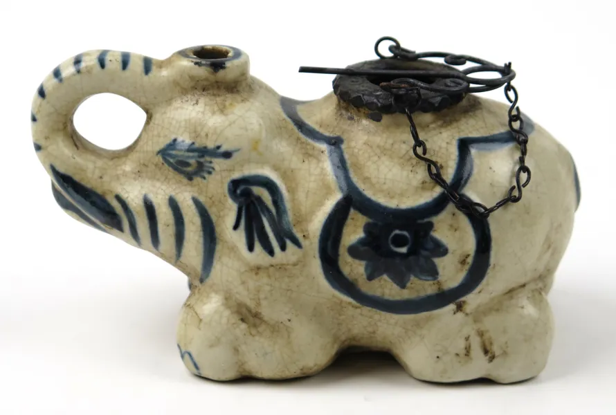 Rökelsekar, glaserat flintgods med bronsmontage, orientaliskt arbete, 1900-tal,