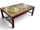 Soffbord, mahogny med glasskiva och mässingsdetaljer
