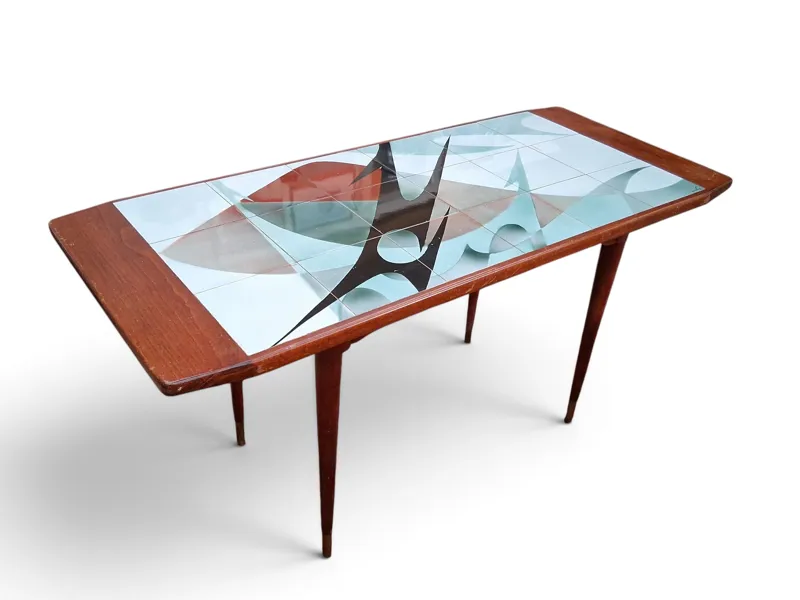 Soffbord, teak med kakelplattor