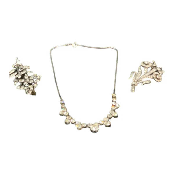 SILVER 3 delar, halsband samt broscher, vikt 42 g
