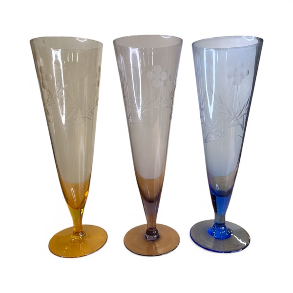 CHAMPAGNESTRUTAR 6 st med etsade blommor