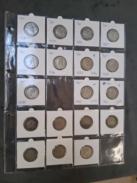 Parti mynt, 11 st 80%, 7 st 40%, 1 kr