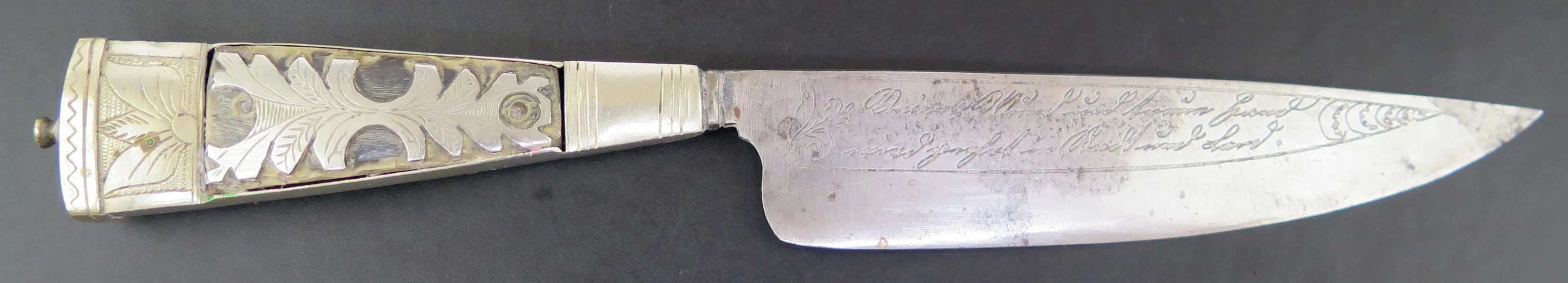 Kniv, smide med silverhandtag, 