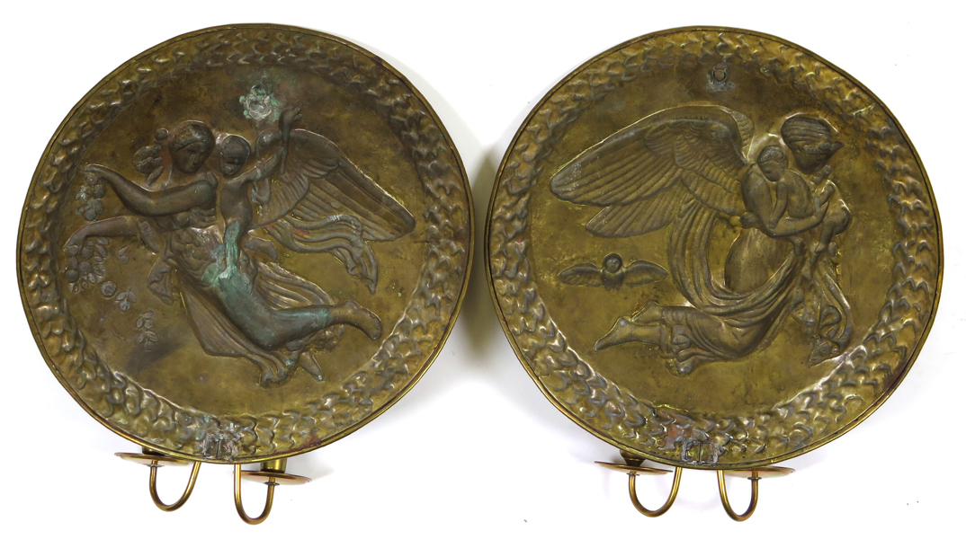 VÄGGLAMPETTER med 2 st ljushållare, 1 par