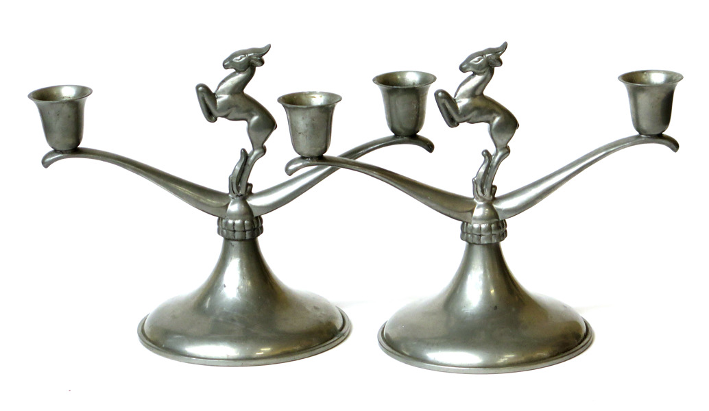 KANDELABRAR för 2 ljus, 1 par 1920-30-tal