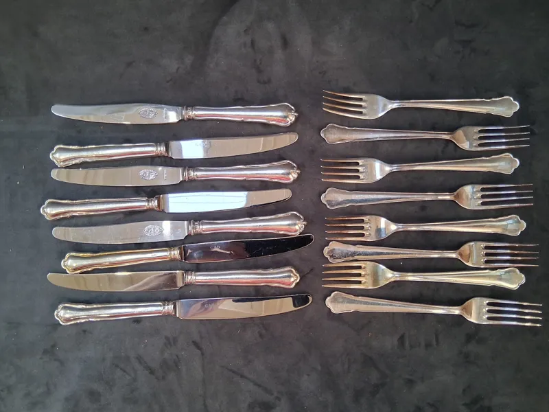 Smörgåsknivar samt gafflar, 8+8 st, silver